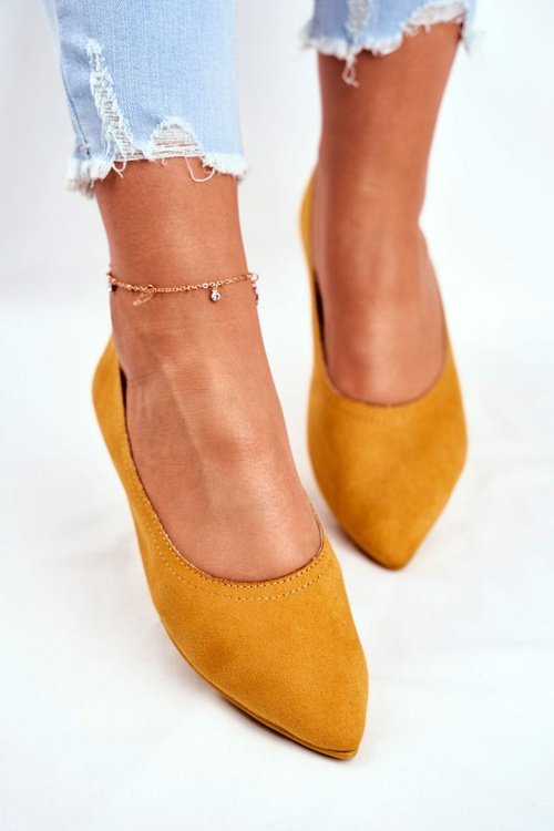 Baleriny Damskie Eko-Zamsz Żółte Bellissima