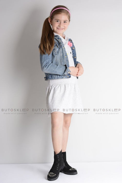 Lu Boo Czarne Dziecięce Botki Za Kostkę z Cyrkoniami Zamsz LittleCarrie