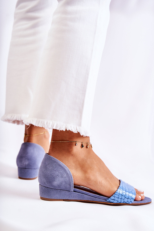 Skórzane Sandały Maciejka 1971-61 Niebieskie