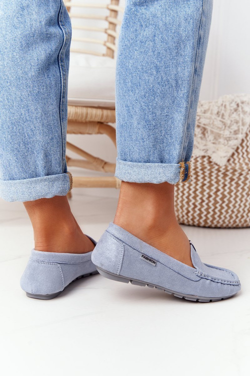 Damskie Zamszowe Mokasyny Niebieskie San Marino