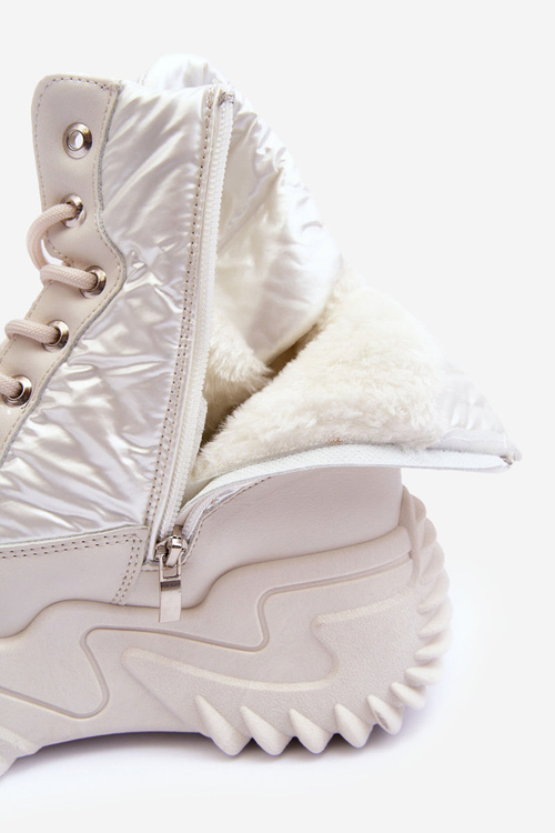 Ocieplane Botki Na Masywnej Platformie Jasnobeżowe Lanleh