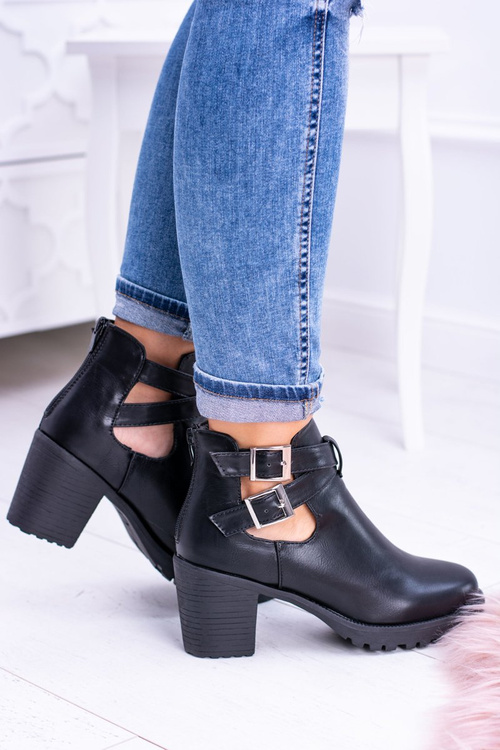 Czarne Botki z Wycięciami Brooklyn