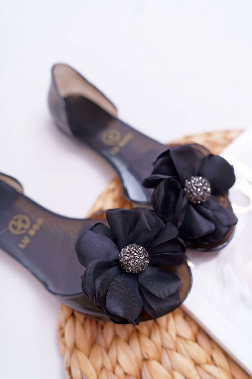 Lu Boo | Gumowe Balerinki Meliski Kwiatki Czarne Candela