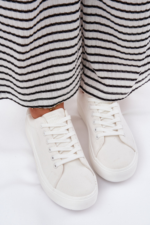 Materiałowe Trampki Damskie Na Platformie Big Star RR274463 Białe