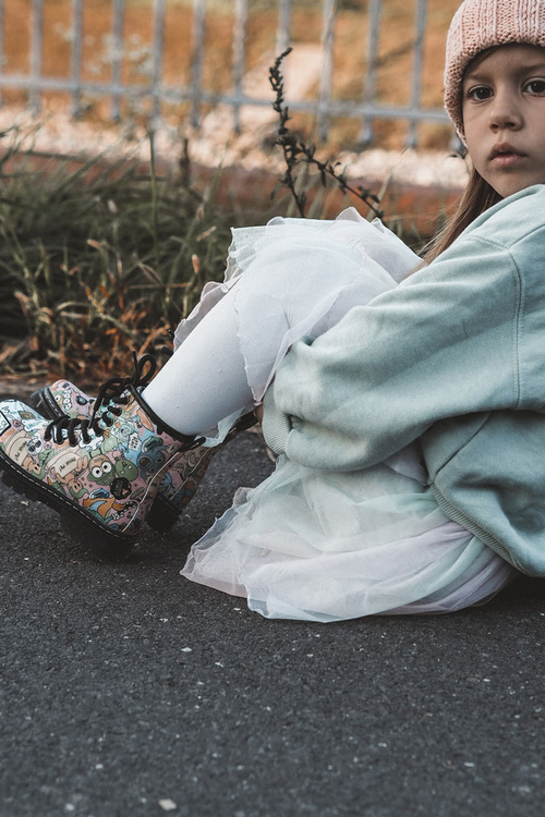 Dziecięce Botki Ocieplane Print Różowe Dexi