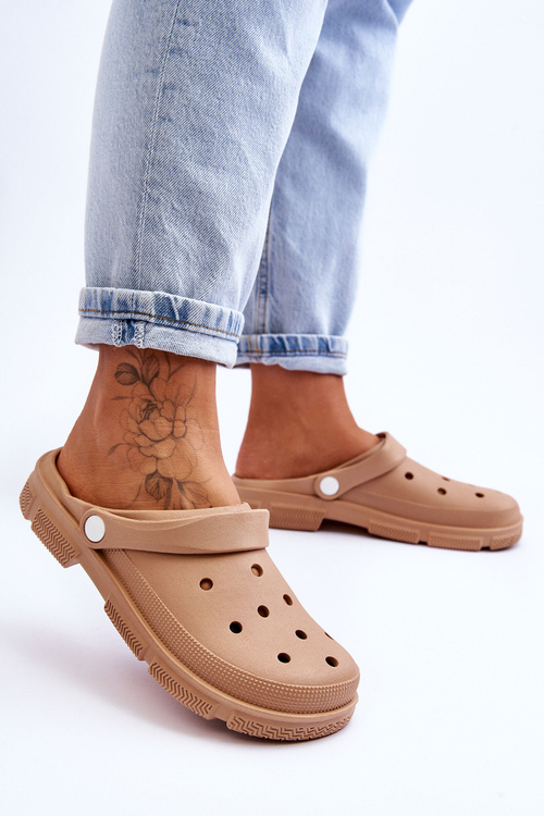 Damskie Gumowe Kroksy Brązowe Rabios