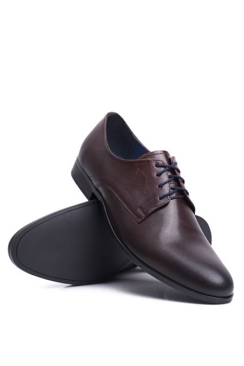 Półbuty Męskie Casual Skórzane Nikopol Brązowe 1735