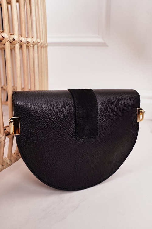 Skórzana Torebka Z Odpinanymi Paskami VERA PELLE Czarna