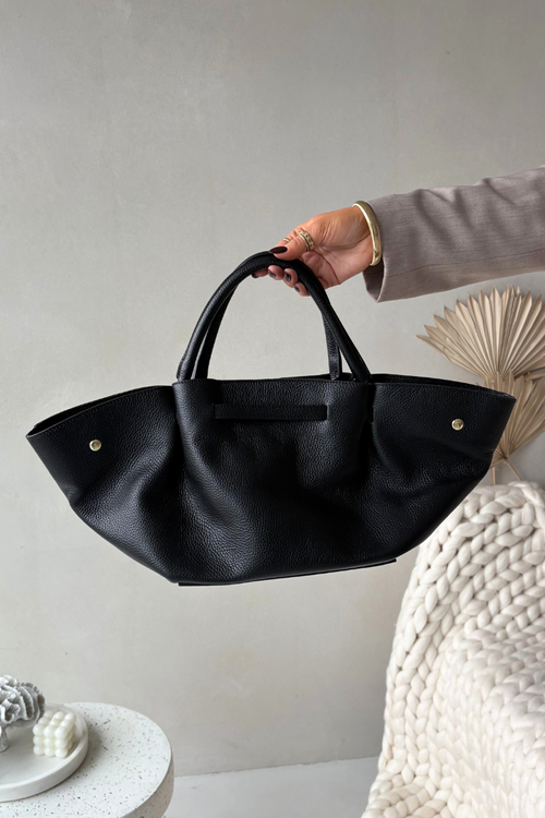 Torebka Z Naturalnej Skóry Czarna Fiorenza