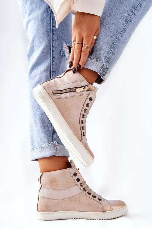 Wysokie Trampki Na Suwak Monnari 0630-M15 Beżowe