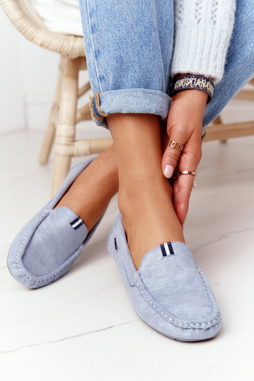 Damskie Zamszowe Mokasyny Niebieskie San Marino