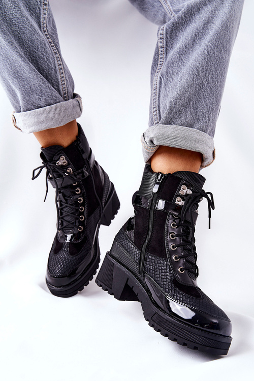 Botki Workery Z Klamrą Czarne Devera