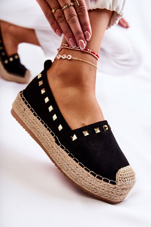 Damskie Espadryle Z Ćwiekami Czarne Laross