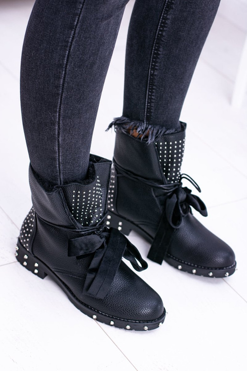 Damskie Botki Ocieplane Z Kolcami i Dżetami Neso