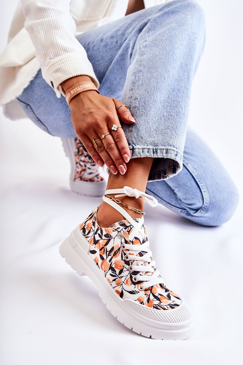 Niskie Trampki Wiązane W Owoce Białe Amissa