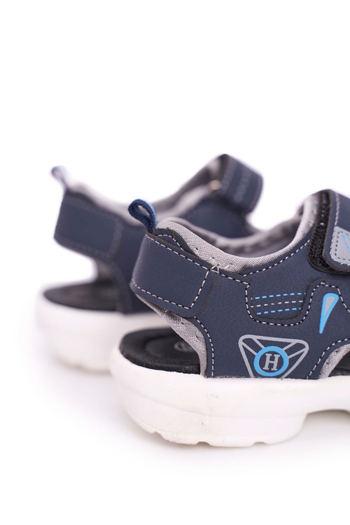 Dziecięce Młodzieżowe Chłopięce Sandały Na Rzepy Granatowe Pelgro