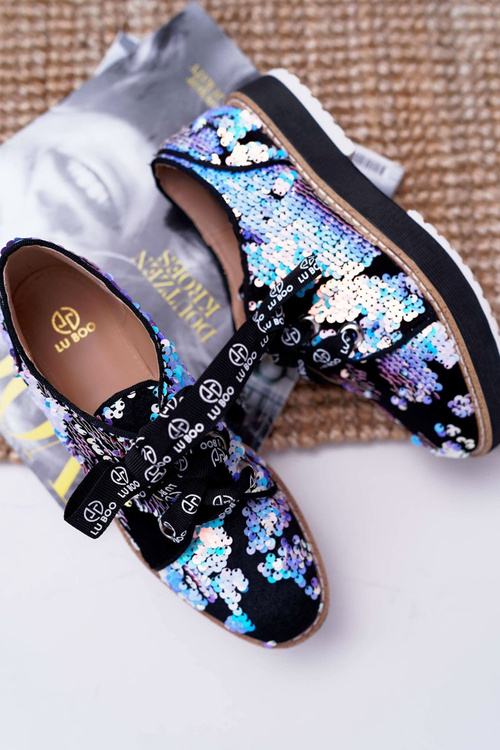 Damskie Półbuty Lu Boo Srebrne Cekiny Moonlight