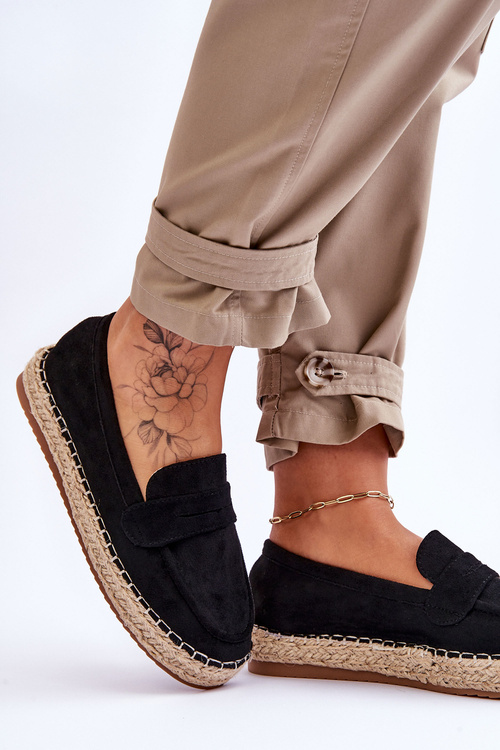 Damskie Zamszowe Espadryle Czarne Keyla