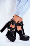 Damskie Botki Na Słupku Lakierowane Czarne Rock Time!