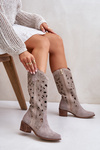 Ażurowe Kozaki Zamszowe Lewski Shoes 3170 Cappucino