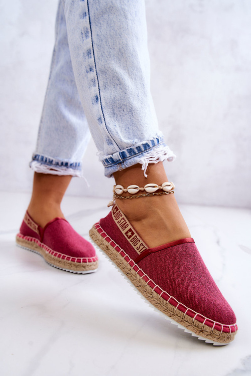 Materiałowe Espadryle Wsuwane Big Star JJ274880 Ciemnoróżowe