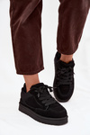 Sneakersy Damskie Ocieplane Futerkiem Czarne Cyrissa