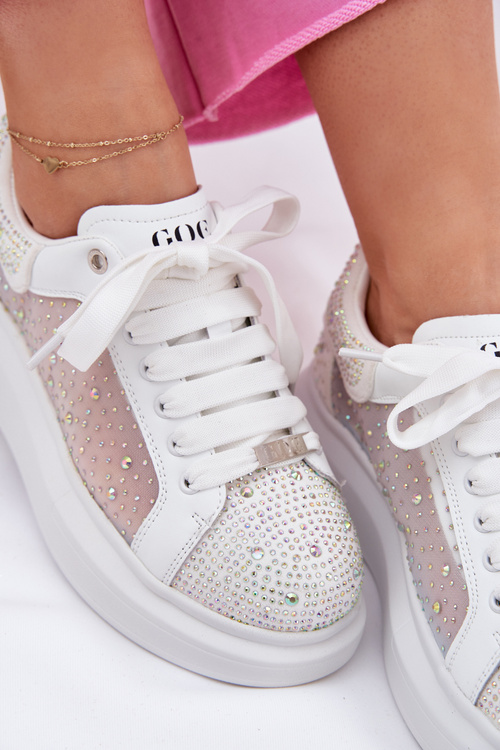 Zdobione Sneakersy Na Platformie GOE RR2N4003 Białe