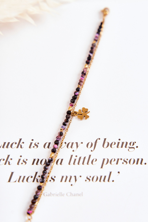 Damska Bransoletka Z Koralikami Czarno-Złota