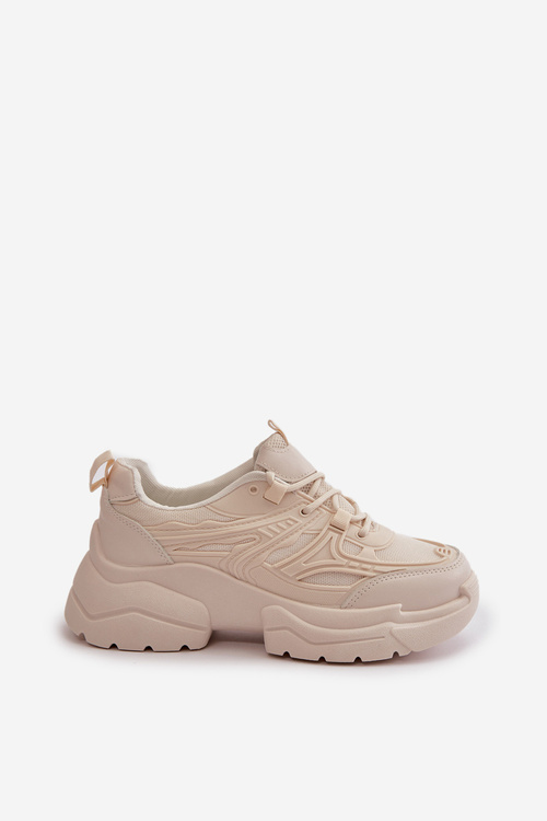 Buty Sportowe Sneakersy Damskie Na Masywnej Podeszwie Jasnobeżowe Lerista