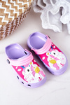 Dziecięce Piankowe Klapki Kroksy Z Jednorożcem Fioletowe