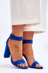 Zamszowe Sandałki Na Obcasie Ciemnoniebieskie Jacqueline