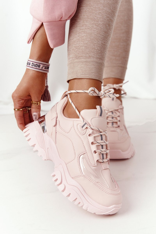 Damskie Sneakersy Na Masywnej Podeszwie Różowe Influencer