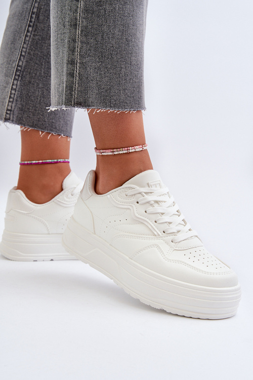 Sneakersy Damskie Na Platformie Białe Axivana