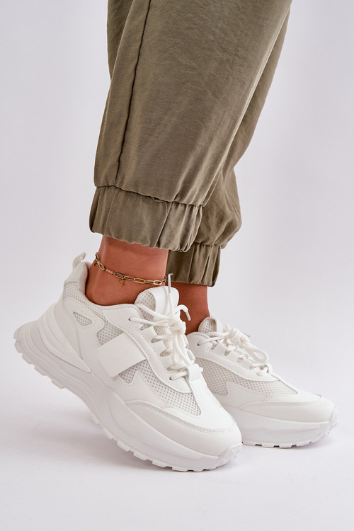 Sneakersy Damskie Na Platformie Białe Nevelaine