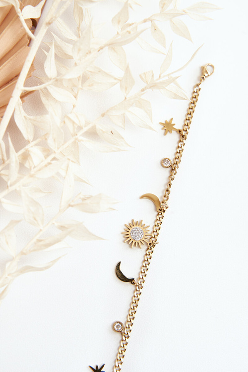 Modna Bransoletka Z Księżycem I Słońcem Złota