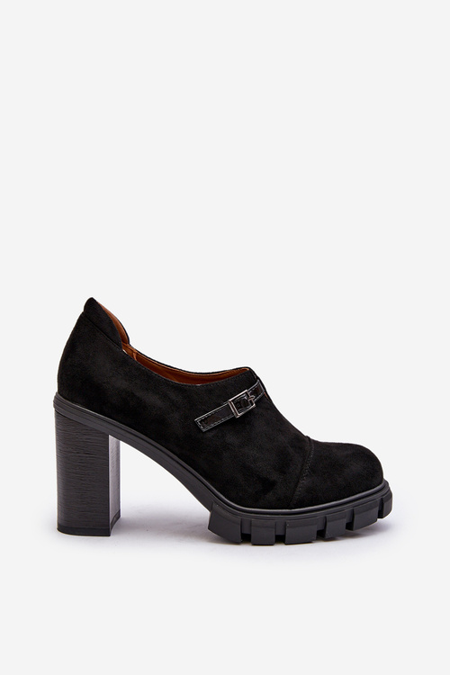 Damskie Półbuty Na Obcasie Słupku Czarne Tauina