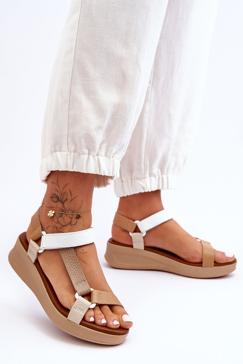 Skórzane Sandały Maciejka L5186-04 Beżowe