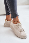 Damskie Sneakersy Na Platformie Z Sercami Beżowe Avirorae
