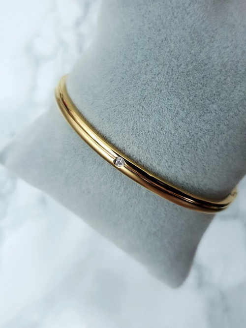 Damska Bransoleta Stalowa Z Cyrkonią Złota Kimi