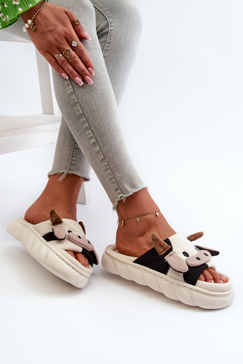 Miękkie I Wygodne Kapcie Damskie Krowy Jasnobeżowe Paivessa