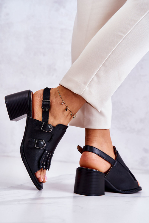 Skórzane Sandały Z Ćwiekami La.Fi Czarne Casilla