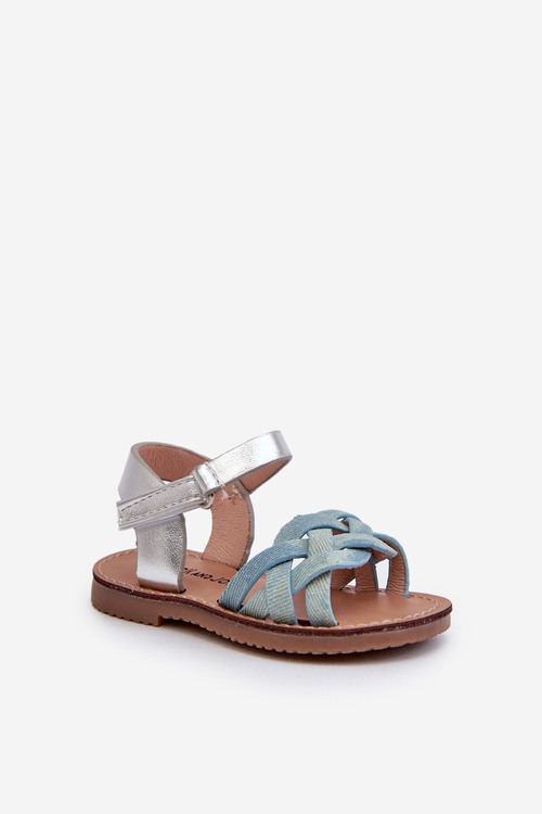 Sandałki Dziecięce Zapinane Na Rzep Z Przeplatającymi Się Paseczkami Niebieskie Dianttha