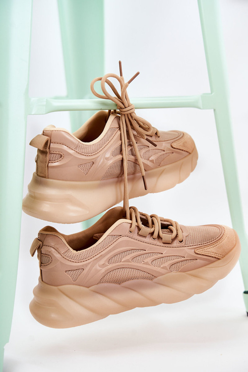 Modne Damskie Buty Sportowe Sneakersy Beżowe Sollero