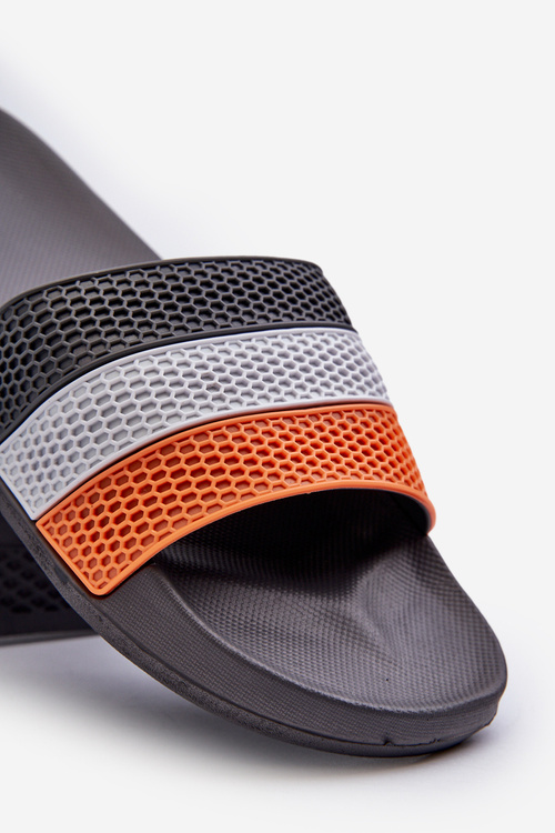 Klasyczne Klapki Męskie Z Paskami Szare Sylri