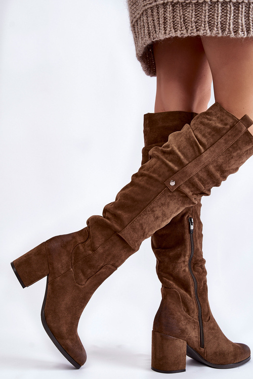 Zamszowe Kozaki Za Kolano La.Fi 270065KH-SU Ciemnobrązowe