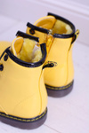 Dziecięce Botki Ocieplane Futerkiem Trapery Lakierowane Żółte Debi