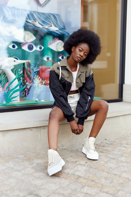 Damskie Wysokie Tenisówki Na Platformie Beżowe Manhattan