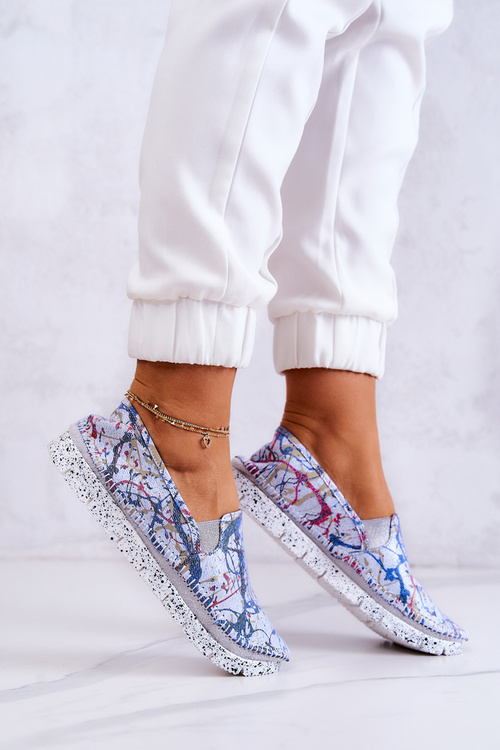 Damskie Półbuty Wsuwane Skórzane Maciejka 03512-39 Niebieskie