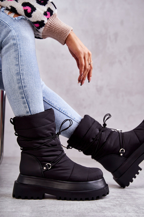 Damskie Śniegowce Na Platformie Czarne Lilou