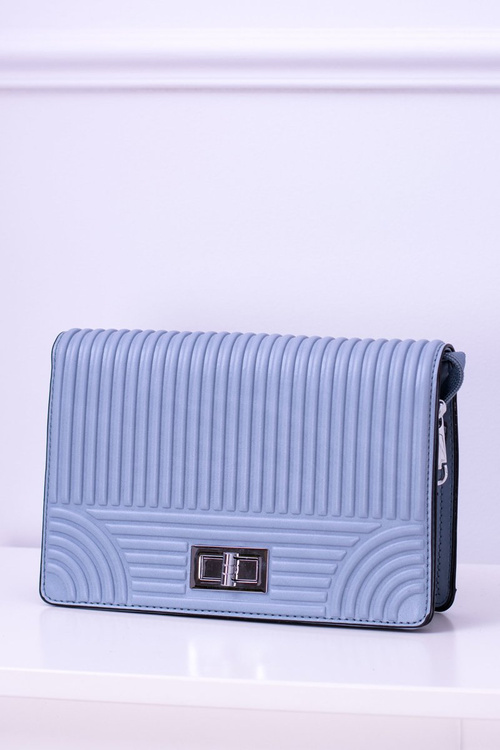 Błękitna Damska Klasyczna Prążkowana Torebka